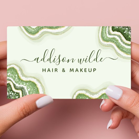 Carte De Visite Emerald Green Parties scintillant Agate Geode Luxe
