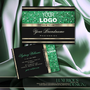 Carte De Visite Emerald Green Parties scintillant Sparkle Logo Or