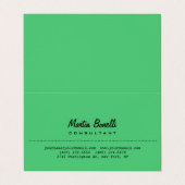 Carte De Visite Emerald Green Plain Calligraphie Nom Personnalisé (Extérieur déplié)