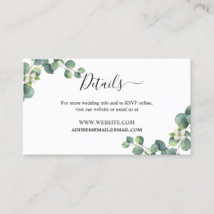 Carte De Visite Emerald Greenery Mariage Website Details Card
