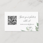 Carte De Visite Emerald Greenery Photos Mariage QR Code Card (Dos)