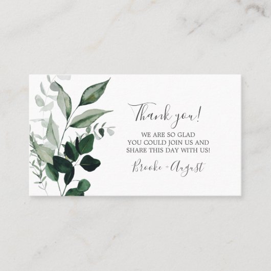 Carte De Visite Emerald Greenery Photos Mariage QR Code Card (Devant)