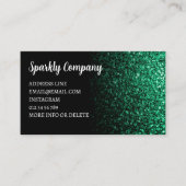 Carte De Visite Emerald vert faux éclat noir élégant code QR (Devant)