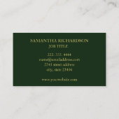 Carte De Visite Émeraude Géométrique De Luxe Et Professionnel Or (Dos)