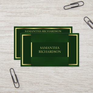 Carte De Visite Émeraude Moderne Vert Et Or Professionnel