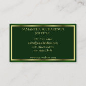 Carte De Visite Émeraude Moderne Vert Et Or Professionnel (Dos)