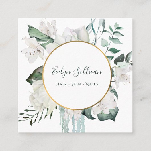 Carte de visite émeraude vert cercle or (Devant)