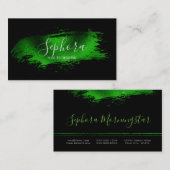 Carte De Visite Émeraude Vert Chic Peinture à huile métallique (Devant / Derrière)