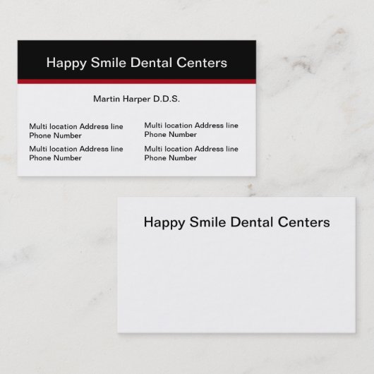 Carte De Visite Emplacement de multiple de bureau de dentiste (Devant / Derrière)