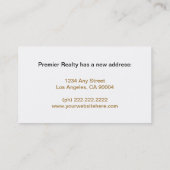 Carte De Visite Emplacement personnalisé Office juste déplacé (Dos)
