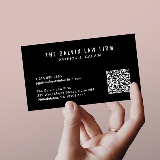 Carte De Visite Employé de société de code QR professionnel noir