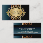 Carte De Visite Empreinte de léopard bleu et noir de denim élégant (Devant / Derrière)