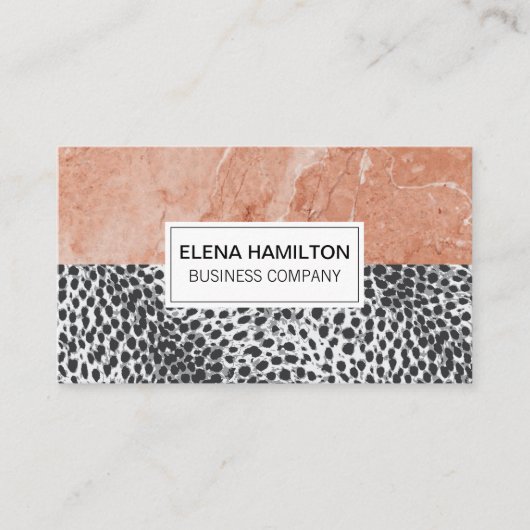 Carte De Visite Empreinte de léopard | Bloc de couleur de marbre o (Devant)