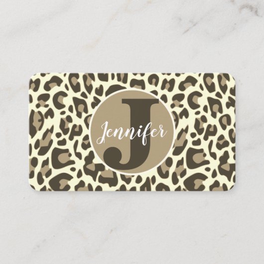 Carte De Visite Empreinte de léopard Brown classique Rockabilly Mo (Devant)