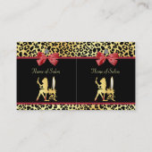 Carte De Visite Empreinte de léopard Couronne Dorée Avec Salon De (Dos)
