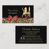 Carte De Visite Empreinte de léopard Couronne Dorée Avec Salon De  (Devant / Derrière)