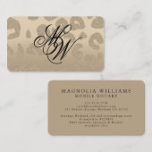 Carte de visite Empreinte de léopard de monogramme (Devant / Derrière)