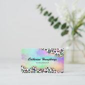 Carte De Visite Empreinte de léopard de salon de maquillage et de  (Debout devant)