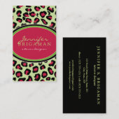 Carte de visite Empreinte de léopard funky : rose/ (Devant / Derrière)