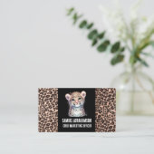 Carte De Visite Empreinte de léopard Kawaii (Debout devant)