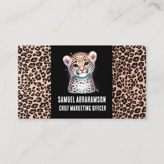 Carte De Visite Empreinte de léopard Kawaii (Devant)