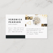 Carte De Visite Empreinte de léopard moderne Black & Gold Color Bl (Dos)