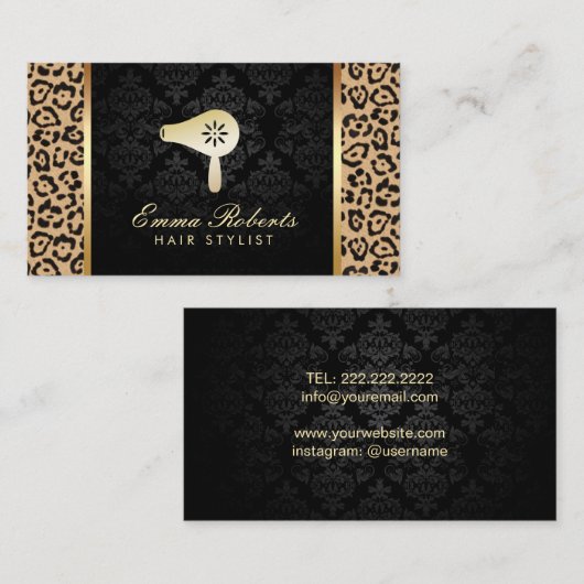 Carte De Visite Empreinte de léopard moderne de logo de (Devant / Derrière)