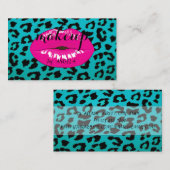 Carte De Visite Empreinte de léopard moderne élégante lèvres roses (Devant / Derrière)