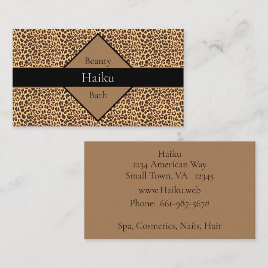 Carte de visite Empreinte de léopard moderne noir  (Devant / Derrière)