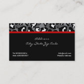 Carte De Visite Empreinte de léopard noir blanc avec arc rouge & b (Dos)