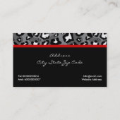 Carte De Visite Empreinte de léopard noir blanc avec arc rouge & b (Dos)