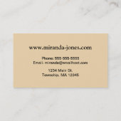 Carte De Visite empreinte de léopard, Noir, Brown, Rouille et Tan (Dos)