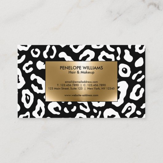 Carte De Visite Empreinte de léopard noir et blanc (Dos)