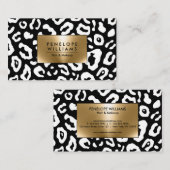 Carte De Visite Empreinte de léopard noir et blanc (Devant / Derrière)
