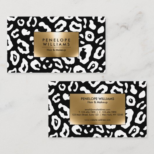 Carte De Visite Empreinte de léopard noir et blanc (Devant / Derrière)
