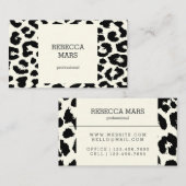 Carte De Visite Empreinte de léopard noir et blanc (Devant / Derrière)