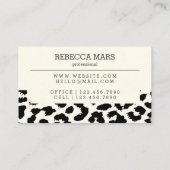 Carte de visite empreinte de léopard noir et blanc (Dos)