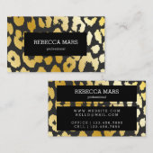 Carte De Visite Empreinte de léopard or et noir (Devant / Derrière)