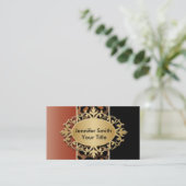 Carte De Visite Empreinte de léopard orange et noir élégant brûlé (Debout devant)