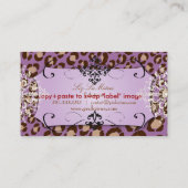 Carte De Visite Empreinte de léopard pourpre/couleur arrière - pla (Dos)
