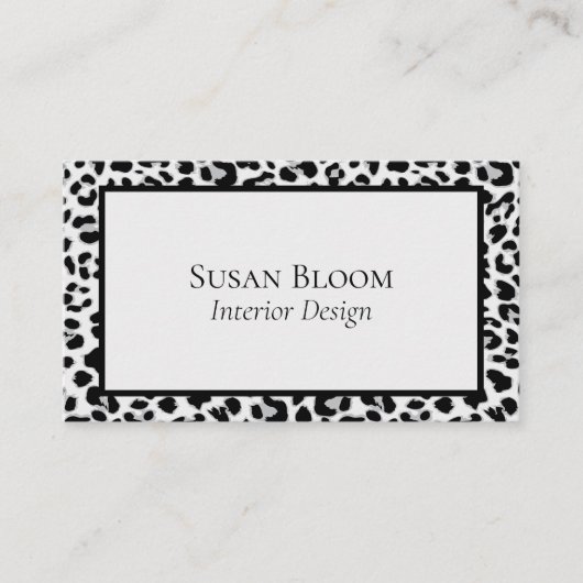 Carte De Visite Empreinte de léopard professionnel noir et gris (Devant)