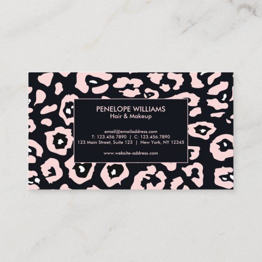 Carte De Visite Empreinte de léopard rose (Dos)