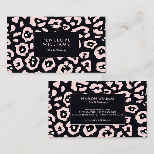 Carte De Visite Empreinte de léopard rose (Devant / Derrière)