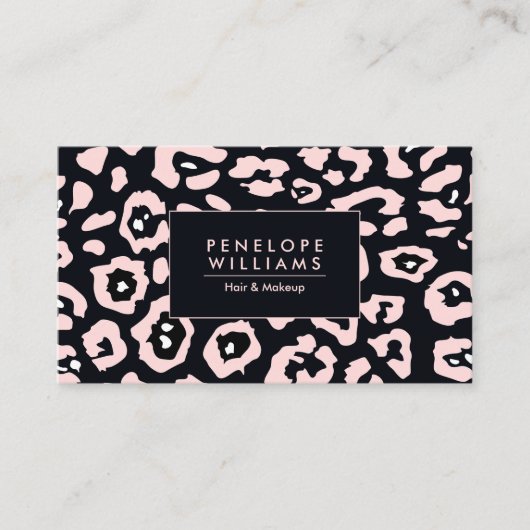 Carte De Visite Empreinte de léopard rose (Devant)