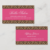 Carte De Visite Empreinte de léopard rose chaud et fille (Devant / Derrière)