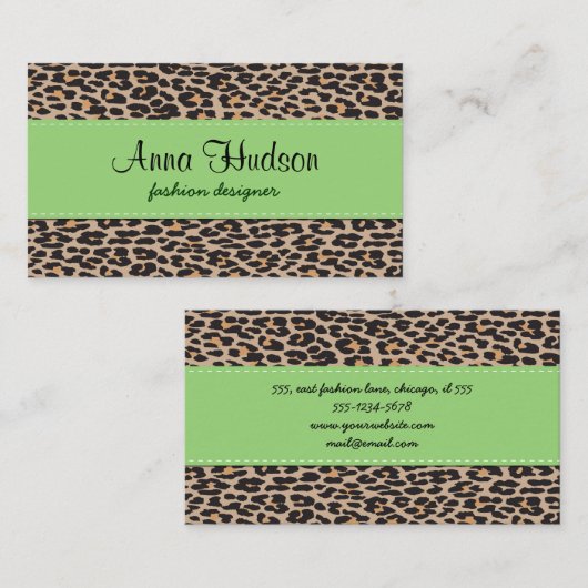 Carte De Visite Empreinte de léopard, Spots de léopard, Leopard Br (Devant / Derrière)