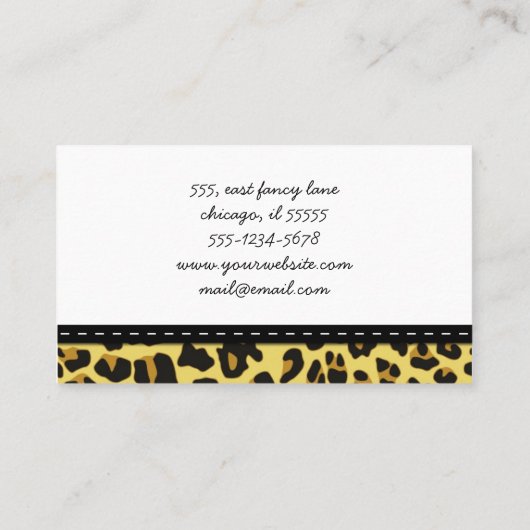 Carte De Visite Empreinte de léopard, Spots de léopard, Leopard Br (Dos)