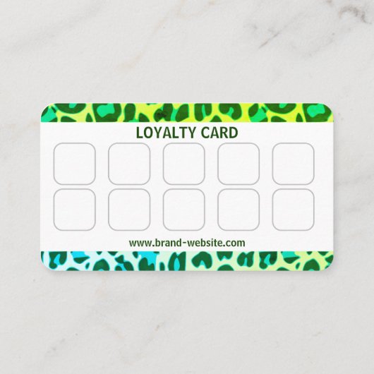 Carte De Visite Empreinte de léopard vert brillant Rockabilly Moti (Dos)