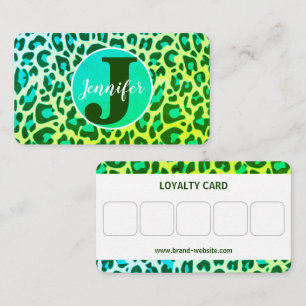 Carte De Visite Empreinte de léopard vert brillant Rockabilly Moti