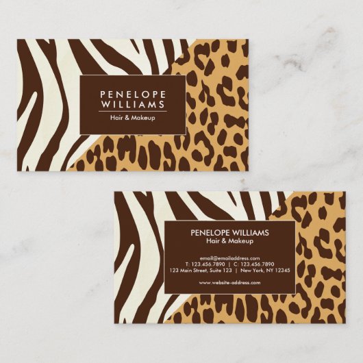 Carte De Visite Empreinte de léopard Zebra Imprimer (Devant / Derrière)
